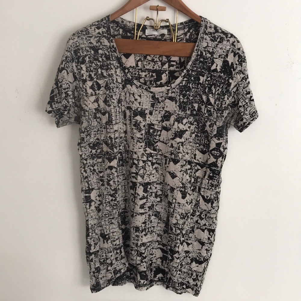 Zara W&B Collection Black and white linen T-shirt